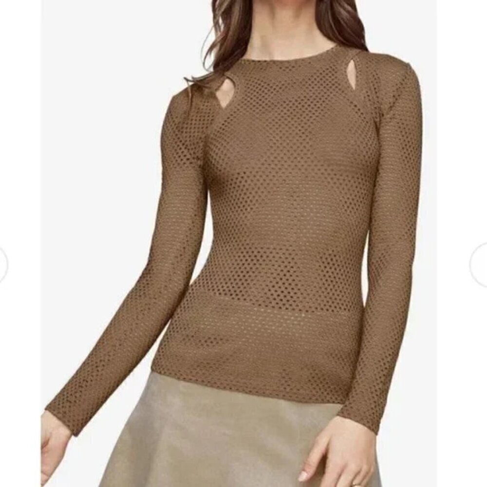 BCBGMAXAZRIA Mesh Cutout Mercy Top, Size S